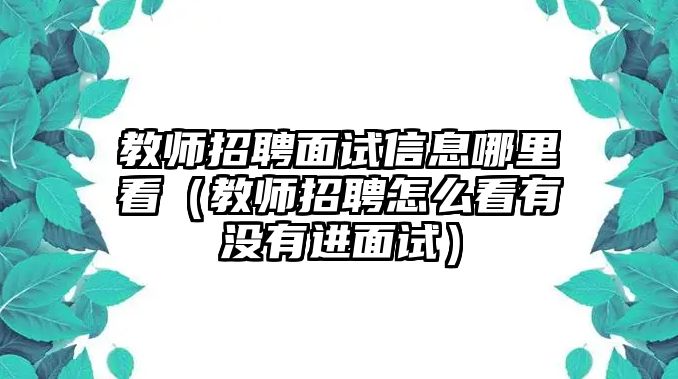 教師招聘面試信息哪里看（教師招聘怎么看有沒有進面試）